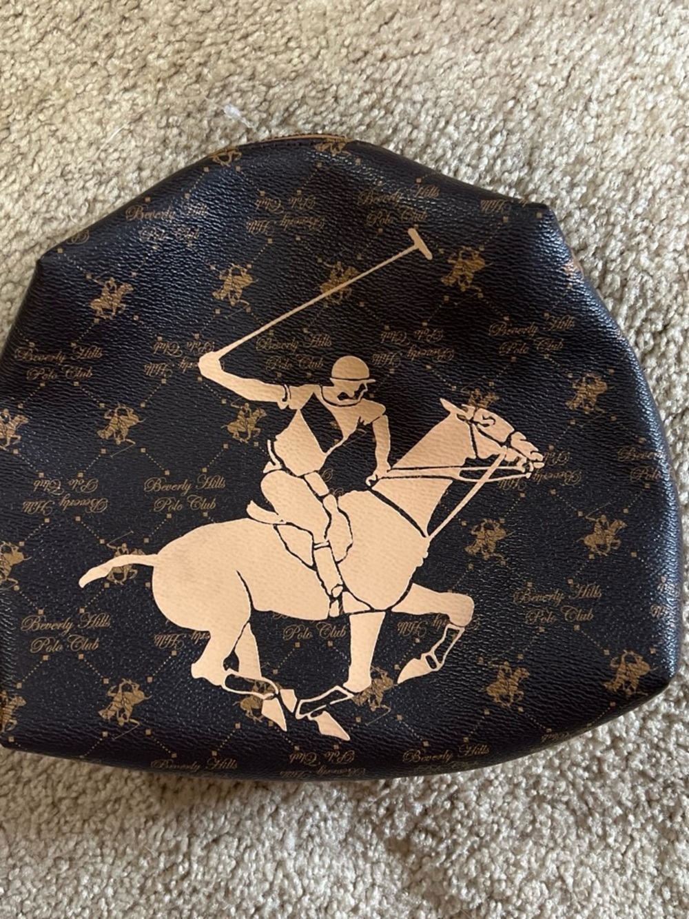 Beverly Hills Polo Club Black & Tan Horse Logo Pouch